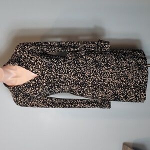 Anne Klein Dress Wrap Liquid Knit Print Retroglam Black Camel 2P